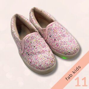 Girls Pink Glitter Sneakers | fabkids Size 11 – Slip-On Sparkly Casual Shoes